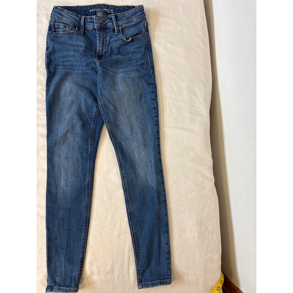 Old Navy Rockstar Mid-Rise Skinny Jeans Medium Wash Blue Denim Size 4